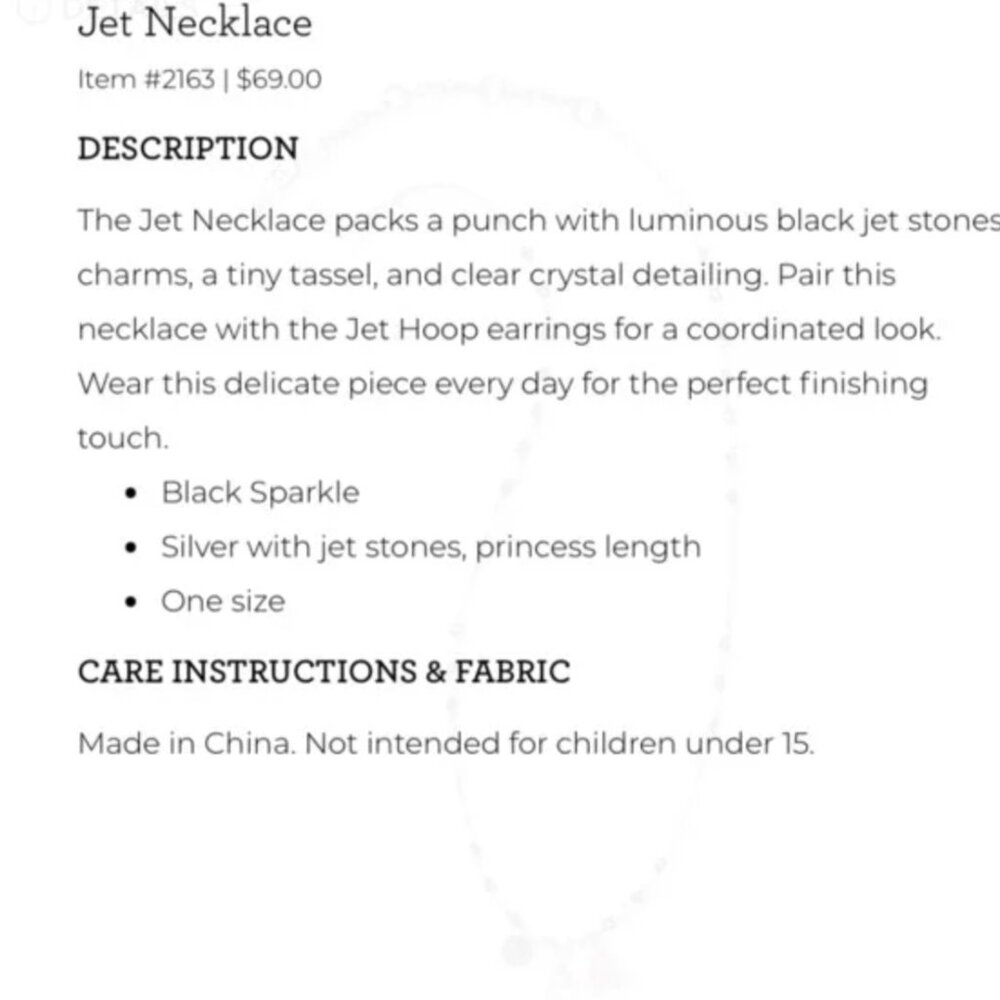 CABI JET NECKLACE #2163 Silver w/Jet Stones, Charm & Tassle - Picture 4 of 5